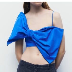 Zara Asymmetric Voluminous Maxi Bow Tied Top